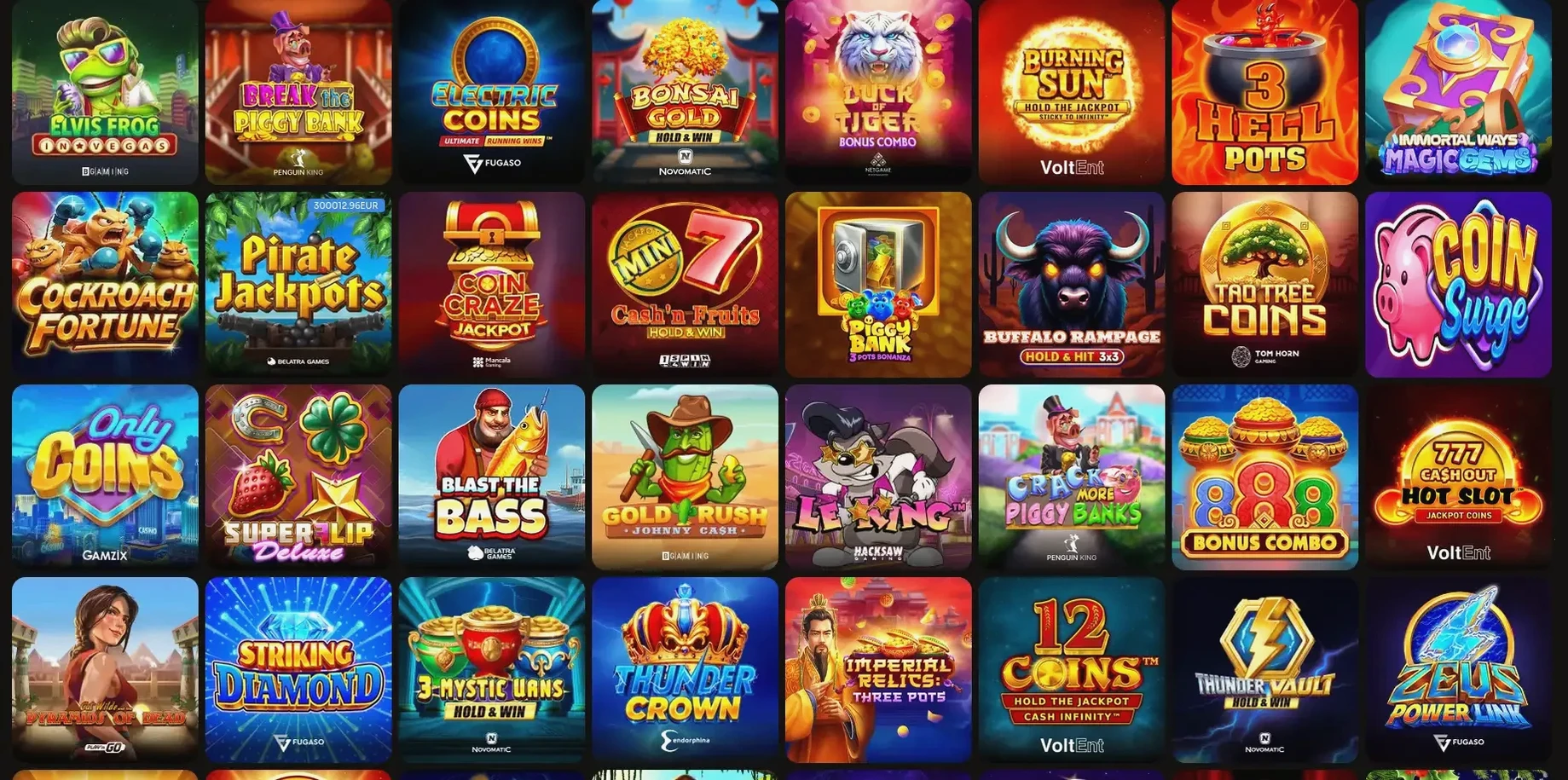 Caspero Casino Spielauswahl und Bonus Übersicht